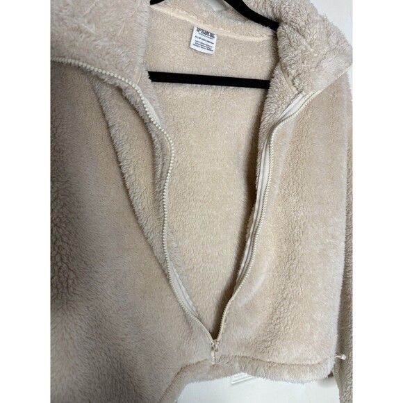 Women’s Teens XS Sherpa Zip-up Jacket w/ Hood Light Neutral - Picture 6 of 6